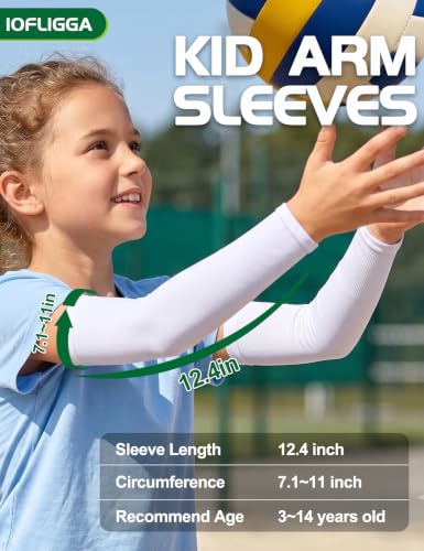 4 Pairs Arm Sleeves for Kids UV Sun Protection Cooling Boys Girls - Variation Black, White, Pink, Blue