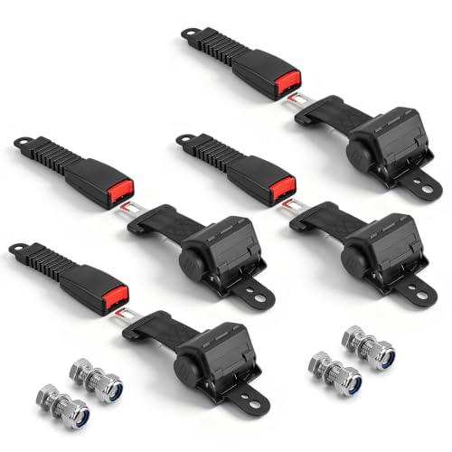 Golf Cart Seat Belts Kit 40 Inch Retractable Universal Belts - 4 Sets Black
