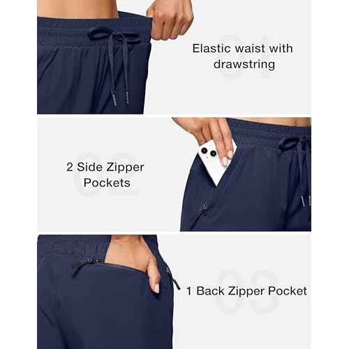 SANTINY Women's 7''/ 9'' Hiking Shorts with 3 Zipper Pockets Lightweight Quick Dry Long Athletic Golf Shorts for Women Casual