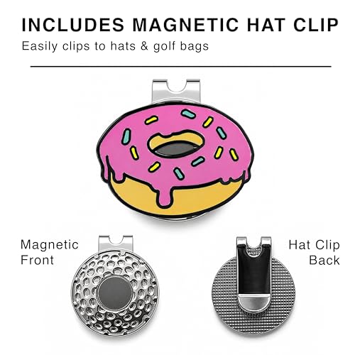 Golf Ball Marker with Magnetic Hat Clip - Donut Design