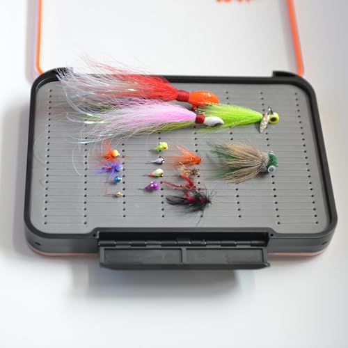 Fly Box for Fly Files Large Waterproof Ice Jig Box - Grey Foam Insert