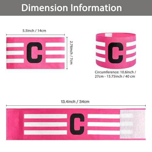 Pink Soccer Captain Armband Set - 2 Unisex Sports Badge & Arm Bands