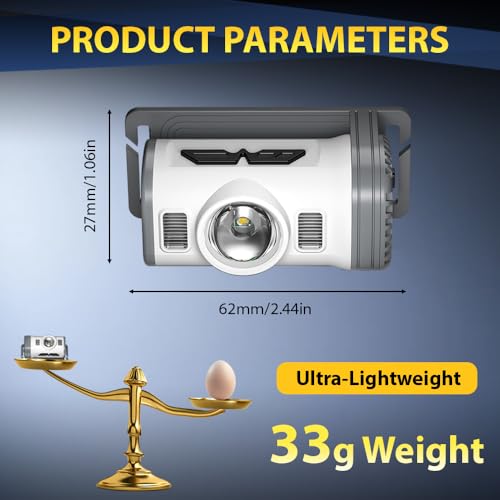 Rechargeable LED Headlamp with 8 Lighting Modes, IPX4 Waterproof, Lightweight for Outdoor Hiking Camping
