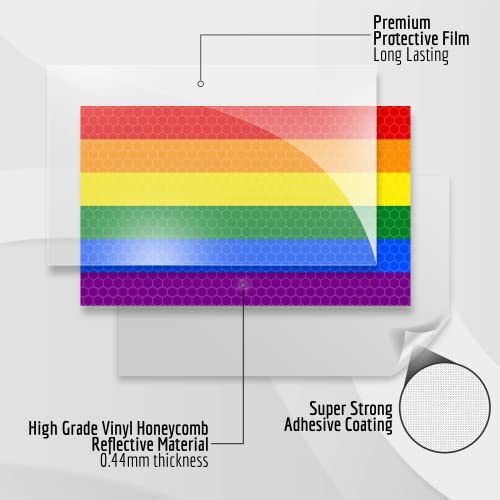 LGBTQ Pride Rainbow Flag Reflective Stickers 3-Pack - Support Equality, Bumper Decals - Variation of LGBTQ