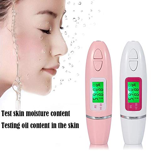 Facial Skin Tester, 2 Colors Digital LCD Display Precision Skin Sensor Tester Facial Water Oil Analyzer (White)