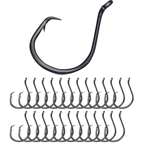 Reaction Tackle Heavy Wire Catfish Hooks 10/0 - High Carbon Steel Saltwater & Freshwater Fishing, 25 Pack