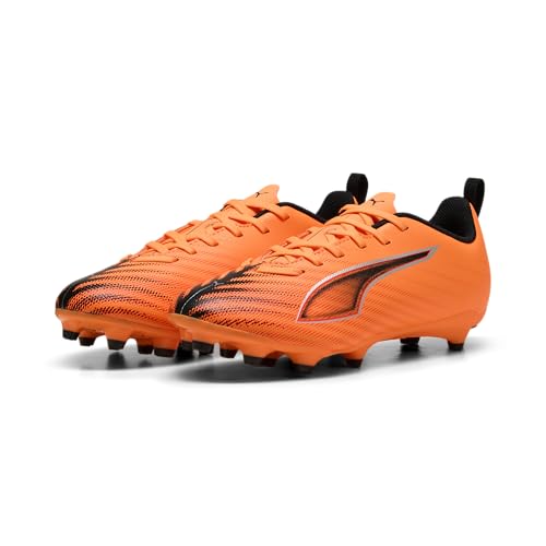 Kids Soccer Cleats Firm Ground and All Surface - Black Red, Big Kid 2 Heat Fire