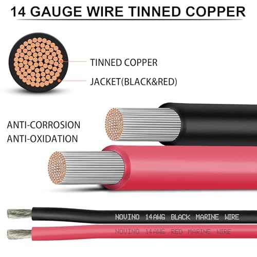14 Gauge Marine Wire 14 AWG Marine Grade Wire Include 14 Gauge 30FT Red & 30FT Black,14AWG Oxygen-Free Tinned Copper Electrical Cable for Automotive Boat Lighting Outdoor RV Camper Trailer