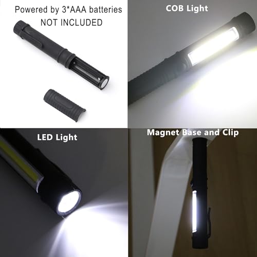 Black 3-Pack LED Magnetic Worklights Portable COB Inspection Lamps