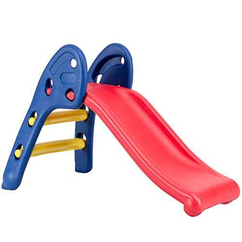 Baby Joy Folding Slide, Indoor First Slide Plastic Play Slide Climber Kids (Ellipse Rail)