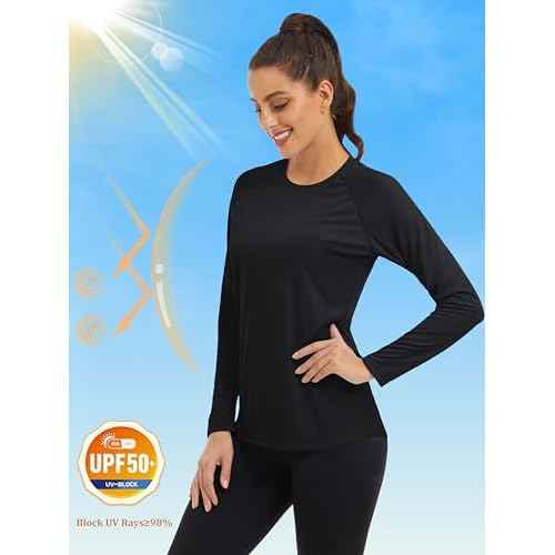 MAGCOMSEN Women's Long Sleeve Shirts UPF 50+ Sun Protection Shirts for Hiking Fishing Workout Rash Guard