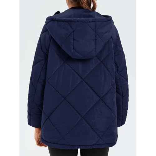 Cicy Bell Women's Quilted Puffer Pullover Jackets Oversized Half Zip Puffy Hooded Outerwear Warm Winter Coats