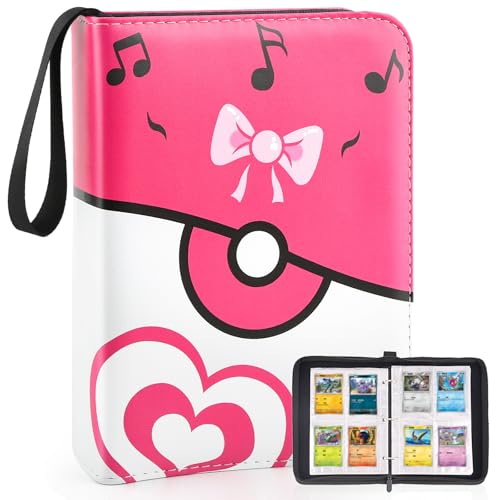 Pink Trading Card Binder with 400 Card Holders & Removable Sleeves
