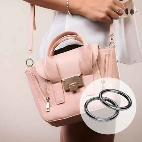 10 Pcs Metal Spring Round Carabiner Inner Diameter 1 Inch O Rings Clip Spring Ring for Keychains, Purse, Bag, Handbag