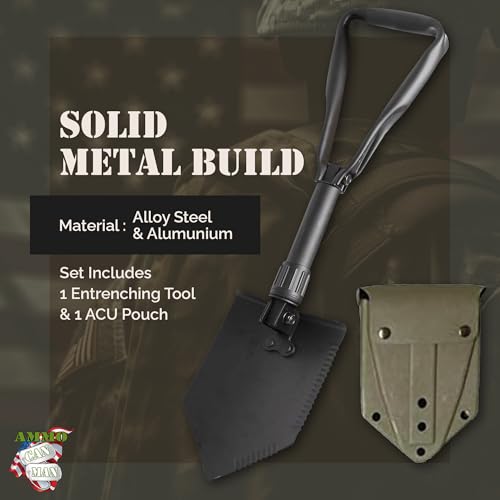 Military-Grade Folding Camping Shovel Set - Survival Entrenching Tool with Carrier
