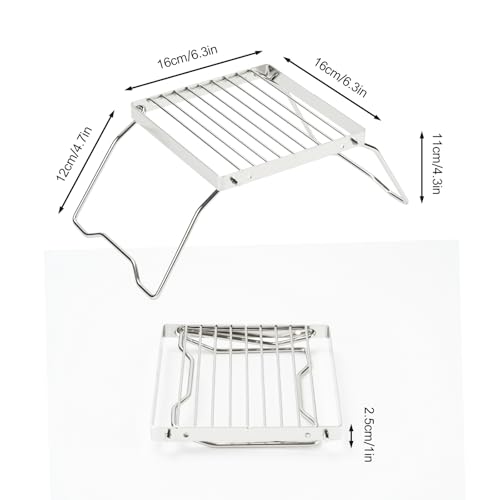 2Pcs Folding Campfire Grill, 304 Stainless Steel Portable Grill Grate for Outdoor Cooking