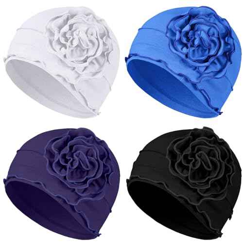JenPen 4 Pcs Cotton Chemo Turban Headwear for Women Soft Cancer Head Scarf Hats Elastic Covers Wraps for Women's Hair