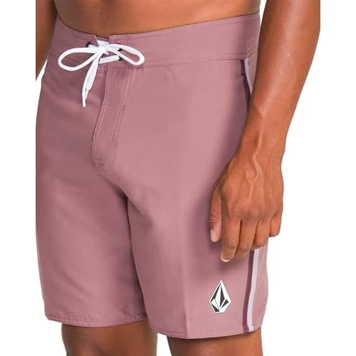 Volcom Mens 18" Boardshorts ? Stretch Swim Trunks with Drawstring Waist and Back Flap Pocket