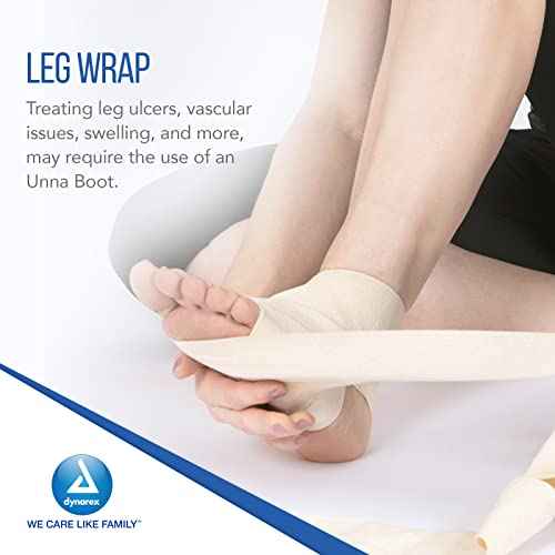 Dynarex 3453 Unna Boot Bandage, Individually Packaged, Provides Customized Compression, With Zinc Oxide, Soft Cast, 3" x 10 Yard, Pack of 12
