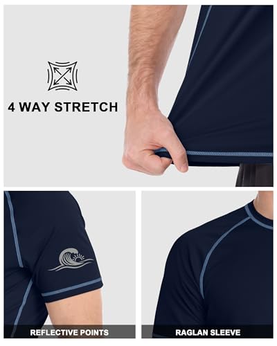 Men's UPF 50+ Short Sleeve Rash Guard Swim Shirt XX-Large Dark Blue