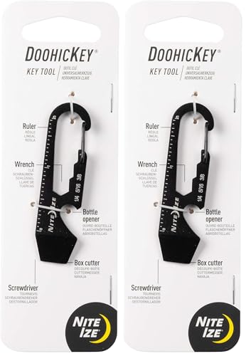 2 Pack Stainless Steel 5-in-1 Keychain Multi Tool with Bottle Opener and Carabiner Clip