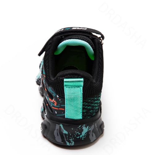 Kids Lightweight Sports Tennis Sneakers Boys Girls Shoes - Black-Blue 1 Little Kid