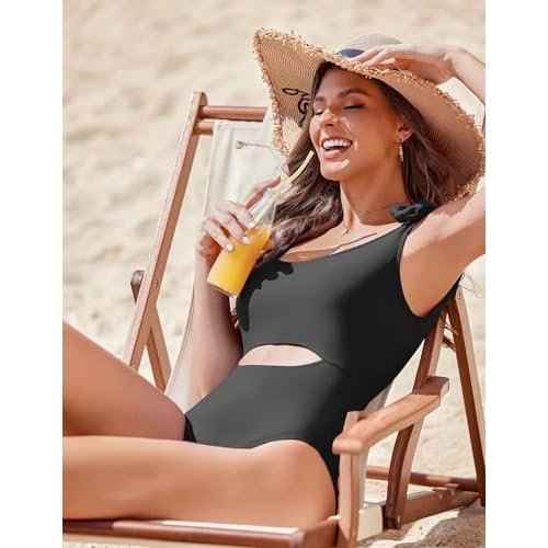AI'MAGE One Piece Swimsuit Women 2025 Tummy Control Bathing Suits Cutout Scoop Neck Swimwear Push Up Swim Suit