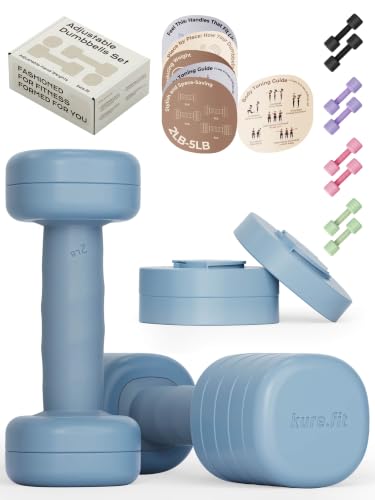 Kure.Fit Ocean Blue Adjustable Dumbbell Set 2-5LB Hand Weights for Women