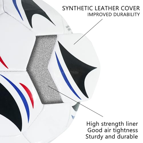 Soccer Ball with Pump - 1 Pack, White/Black/Blue/Red, Durable, Eco-Friendly