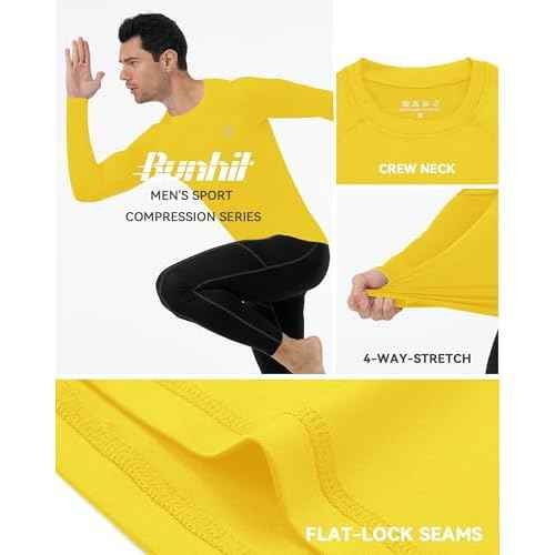Runhit Long Sleeve Compression Shirts for Men, UPF 50+ Men's Compression Shirts, Running Athletic Workout Base Layer