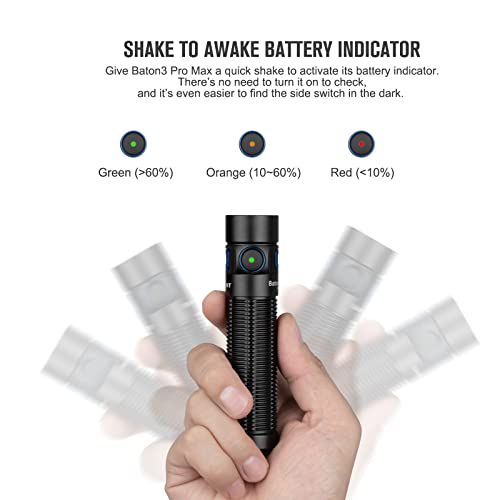 OLIGHT Baton3 Pro Max 2500 Lumens Rechargeable Compact EDC Pocket Flashlights with Safety Proximity Sensor, for Camping, Hiking, and Emergency (Cool White Light: 5700~6700K)