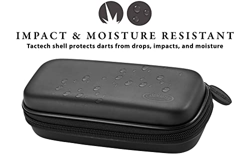 Casemaster Sentry 6 Dart Case - Slim, Holds Extra Accessories, Tips, Shafts and Flights - Compatible with Steel and Soft Tip Darts - Impact & Water Resistant TacTech Shell - Blue Zipper