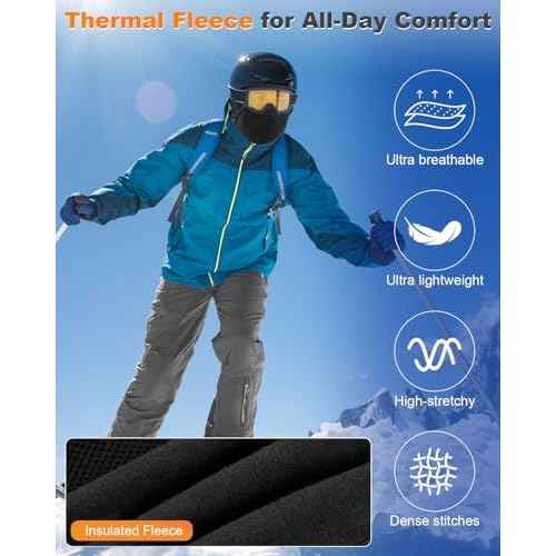 Breathable Winter Balaclava Ski Mask, Black Thermal Fack Masks for Men Women Cold Weather Gear for Outdoor Work, Skiing, Riding, Motorcycle & Hunting