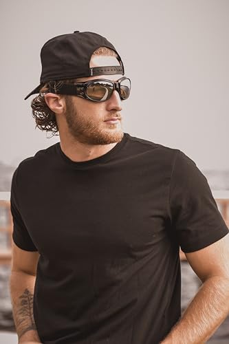 Motorcycle Padded Airsoft Goggles with Mirror Lens for Day & Night Riding - Black & Red Eagle Style, 2 Pairs