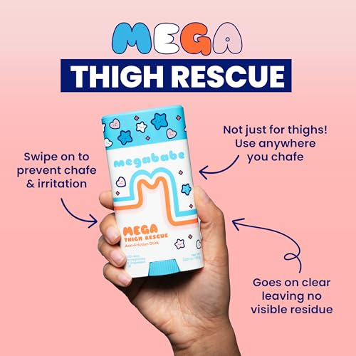 Megababe Mega Thigh Rescue | Jumbo Size Anti-Chafe Stick | Prevents Skin Chafe & Irritation | Thighs, arms, Bra-Lines & More | Summer Vacation Essentials | 3.25oz (Pack of 1)