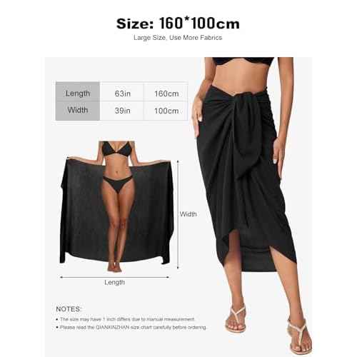 QIANXIZHAN Women's Swimsuit Cover Up,Beach Sarong Wrap Bottom Coverup for Women Short Skirt
