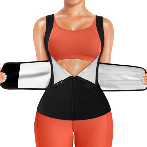 TrainingGirl Waist Trainer for Women X-Large Black & Silver Sweat Trimmer Sauna Vest