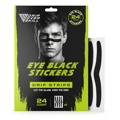 Grit Strip Pro-Grade Eye Black Stickers - Black, Flexible & Sweat-Proof, 24 Pack - Black Variation
