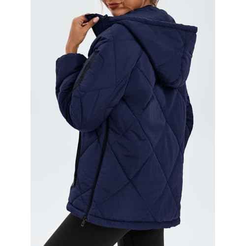 Cicy Bell Women's Quilted Puffer Pullover Jackets Oversized Half Zip Puffy Hooded Outerwear Warm Winter Coats