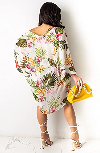 Women’s Summer Vacation Kimono Cardigan Cover Up - Large White