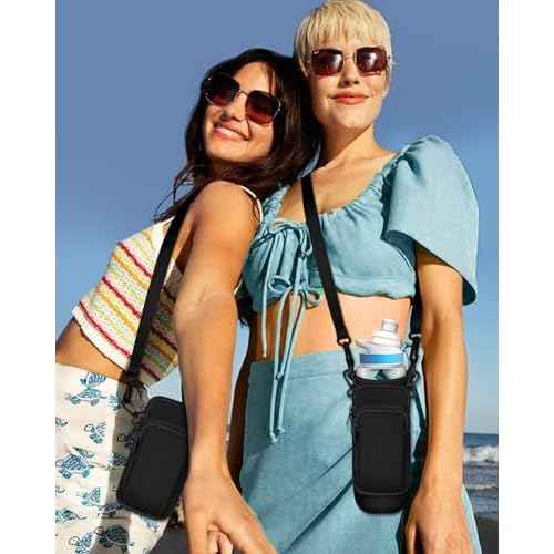 Water Bottle Sleeve with Pouch for Cirkul 22 oz - Crossbody Shoulder Strap Detachable Phone Purse with Bottles Cover Holder Carrier Bag