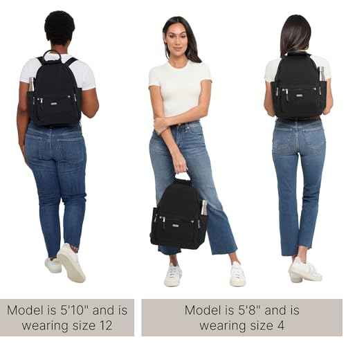 Baggallini womens New Classic Heritage With Rfid Phone Wristlet All Day Backpack, Black, One Size US