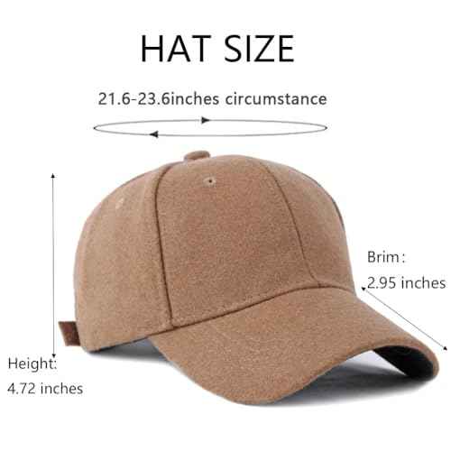 Unisex Wool Blend Baseball Cap Adjustable Structured Tweed Hat
