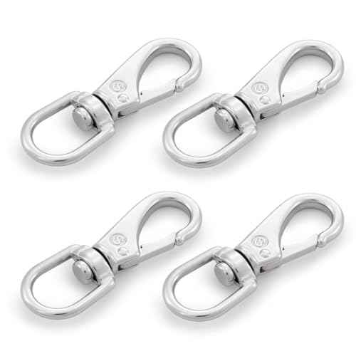 SHONAN 3.5 Inch Stainless Steel Flag Clips for Flagpole Rope- 4 Pack Diving Clips Flag Pole Clips, Swivel Snap Hooks for Dog leashes, Keychains, Boat Ropes, Bird Feeders