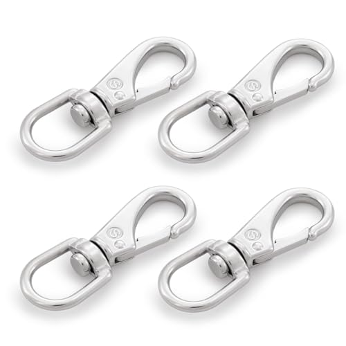 Stainless Steel 304 Flag Clips for Flagpole Rope - 3.5 Inch, 4 Pack