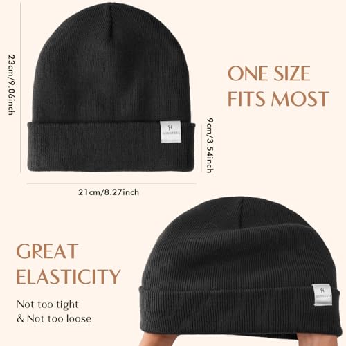 3 Pack Satin Lined Knit Beanie Hat Acrylic Winter Hats for Women Men Silk Lining Soft Slouchy Unisex Warm Cuffed Beanie Hat
