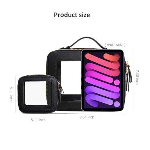 LETGO Clear Makeup Bags Set - TSA Approved Toiletry Bag with Handle Large Opening, Clear Toiletry Bags Case Pouch for Traveling Travel Car Orangizer Storage Essentials (Mini+Large Black)