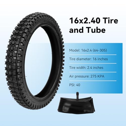 2 Pack 16x2.4 Dirt Bike Tire and Inner Tube Set for Razor MX650 MX500 SX500