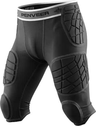 Youth Football Girdle with Cup Pocket & 7 Pads - Black Small