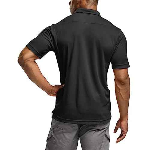 CQR Men's Polo Shirts, Tactical Short Sleeve Golf Performance Shirts, Lightweight Dry Fit UPF 50+ Pique